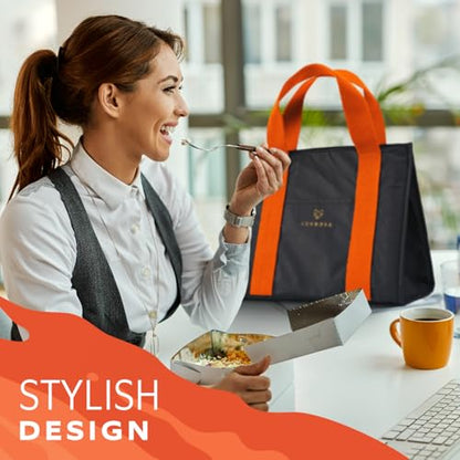 VonNova Women’s Insulated Lunch Bag – Cute Large 7L Lunch Tote for Office – Durable Small Lunch Box for Women with Premium Cooler Insulation – Stylish Lunchbox for Adults, Nurses & Teachers - color: Tangerra