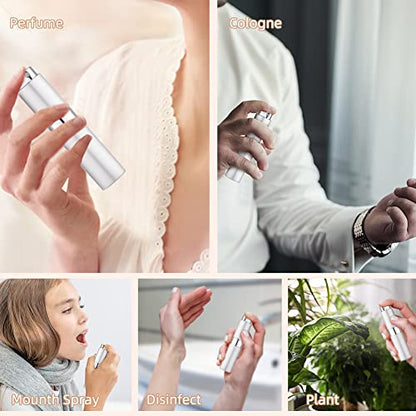 LISAPACK 8ML Atomizer Perfume Spray Bottle for Travel (3 PCS) Empty Cologne Dispenser, Portable Sprayer (Silver) - color: 3 Silver