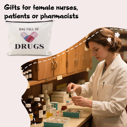 YangQian Funny Medication Bag for Women Nurse Practitioner Birthday Christmas Gifts for Women Patient Pharmacist Medicine Pill 0rganizer Bag Pouch with Zipper Meds Bags Full of Drugs Pouch - color: Bag Full of Drugs Style1