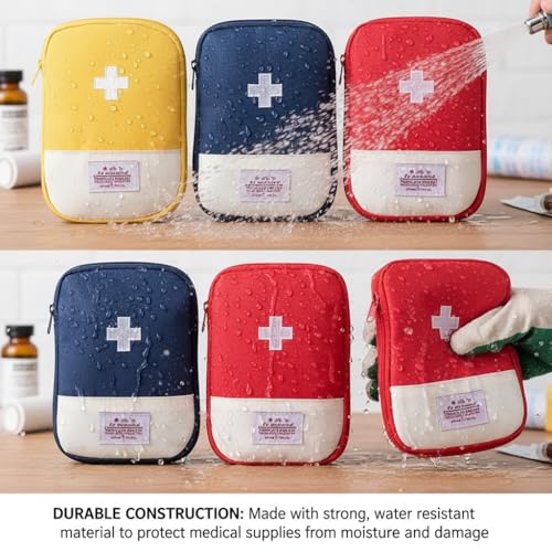 4 Pcs Travel First Aid Pouch,Empty Mini First Aid Pouch, Portable Outdoor First Aid Medical Rescue Bag Multi-Function Emergency Medicine Storage Organizer Bag Health and Household Supplies (Small)