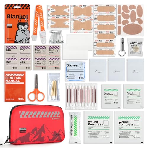 RHINO RESCUE Small First Aid Kit Ultralight Water-Resistent Medical Kit for Hiking, Backpacking, Cycling, Travel, Vehicles - size: Small