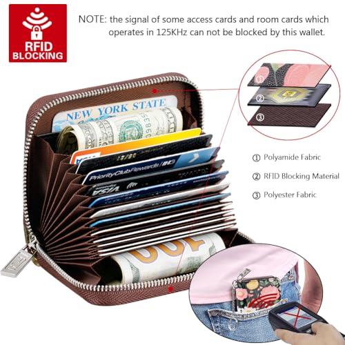 FurArt Zipper Wallet Women, RFID Blocking Credit Card Wallet, Business Card Holder, Compact Size KeyChain Wallet - color: Artistic Flower