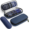 AUVON Insulin Pen Cooler Travel Case with 2 x 90g TSA Approved Ice Packs, Diabetic Medication Insulated Cooling Bag for Insulin Pens and Diabetic Supplies Storage, Compact for Daily Life and Trips - color: Navy Blue