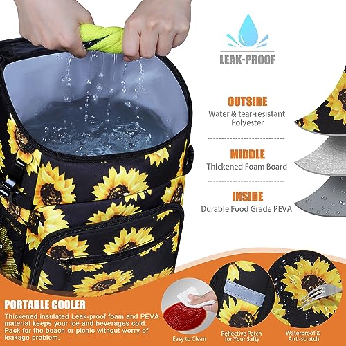 Cooler Backpack Insulated Leakproof Waterproof Backpack Cooler Bag 30/45 Cans, Large Capacity Lightweight Travel Camping Beach Backpack Cooler Ice Chest for Men and Women - color: sunflower, size: 30 Cans
