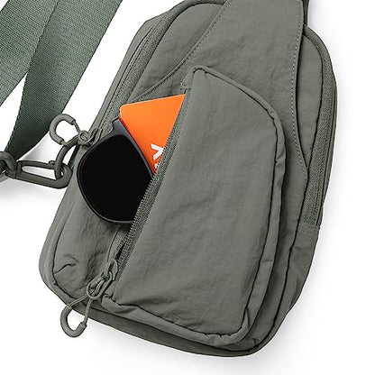 ODODOS Sling Bag with Adjustable Straps Crossbody Chest Bag Lightweight Backpack for Casual Traveling Hiking - color: Olive Charcoal