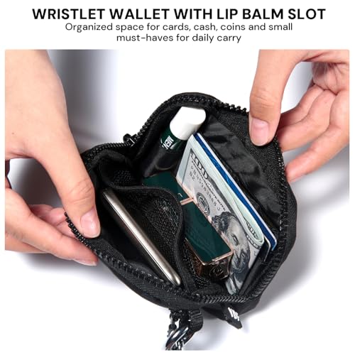 Keychain Wallet for Women Mini Zip Card Holder with ID Window Coin Purse Detachable Wristlet Small Wallets Black Leopard - color: Black Leopard