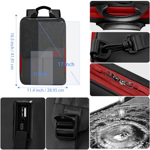 ZINZ Slim & Expandable Laptop Backpack 15.6 16 17 inch Travel Business Backpack Water-Resistant Daypack for Men and Women，Black red - color: B01rd01