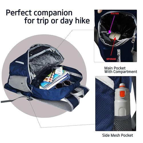 35L Foldable Waterproof Backpack For Outdoor Sports Travel Inside Wet Clothes Compartment Packable For Multiple - color: 1dark Blue