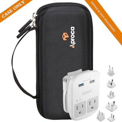 Aproca Black Hard Travel Storage ProtectiveCase, for Ceptics World Travel Adapter Kit - color: Black