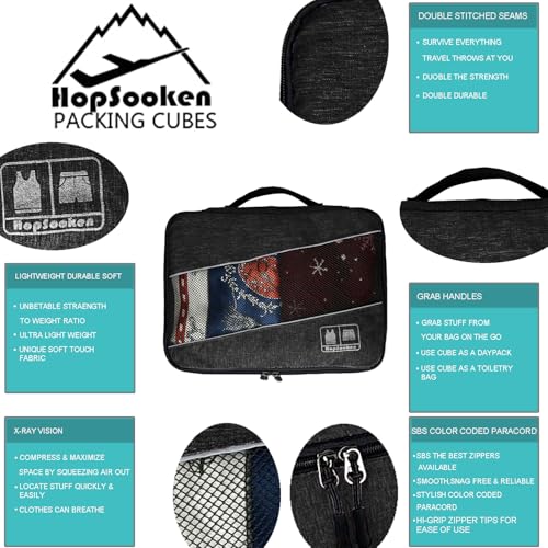 5 Set Packing Cubes for Travel Large Suitcase Luggage Organizer Bags Travel Accessories Vacation 4 Cubes 1 Laundry Pouch Bag - color: Snow Black