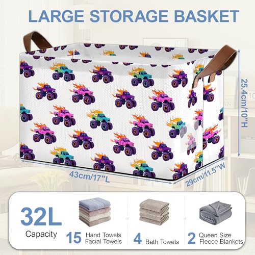Funny Car Storage Baskets,Foldable Organizer Bin with Handles for Home Living Room Bedroom Closet Box 17x11.5x10Inch - color: Funny Car