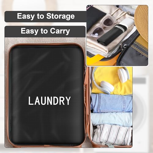 4Pcs Travel Laundry Bags, Dirty Clothes Travel Bag, Waterproof Wet Bags with Zips, Reusable Wet Dry Bag for Swimming Yoga Dance Clothes (Black) - color: Black