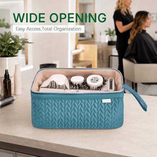 KarSyon Shark Flex Style Case for Dyson Airwrap Hair Dryer Brush Revlon Hair Tools Travel Bag Carrying Case Flat Curling Iron Organizer (Teal Blue) - color: Teal Blue