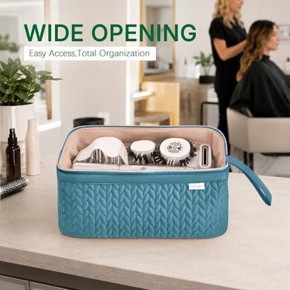 KarSyon Shark Flex Style Case for Dyson Airwrap Hair Dryer Brush Revlon Hair Tools Travel Bag Carrying Case Flat Curling Iron Organizer (Teal Blue) - color: Teal Blue