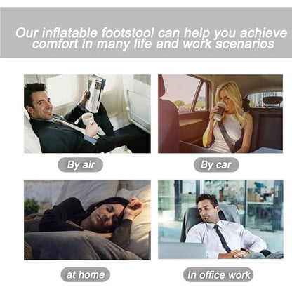 Inflatable Foot Rest, Carseat Inflatable Foot Rest Pillow, Airplanes Inflatable Foot Rest Cars, Travel Footrest Pillow for Home Office,Trains (Gray Splicing Navy Blue 2 Count), 14.5" L×11.8" W×7.9”H