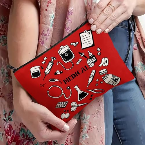 Medicine Storage Pouch with Diabetes, Medicines Bag, and Medical Supply Designs, White Canvas Zipper Cases, Multi-Use Functionality (Gift for Birthdays, Graduation, Christmas) (Style F) - style: Style F