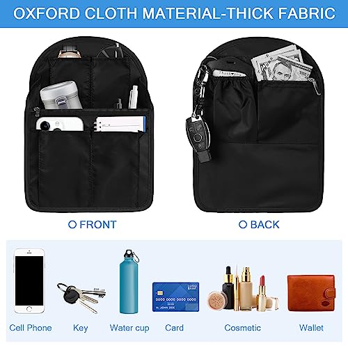 Sweetude 2 Pcs 7.9 x 4.8 x 11 Inch Mini Backpack Organizer Insert Small Shoulder Bag Divider for Rucksack Handbag Shoulder Bag Purse(Black) - color: Black