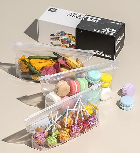 Snack Slider Storage Bags- 80 Count, Featuring Expandable Bottom, Zero BPA, Microwave-Safe(2 boxes of 40) - size: SNACK