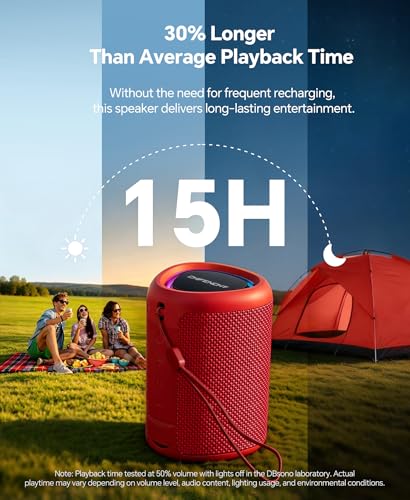 Portable Bluetooth Speaker Beach Essentials: Powerful Crystal Clear Sound/Dynamic Light/IPX5 Waterproof/All Day Playtime/Wireless BT 5.3/TWS Paring, Dad Gifts, Outdoor|Travel|Camping|Pool Accessories - color: Red