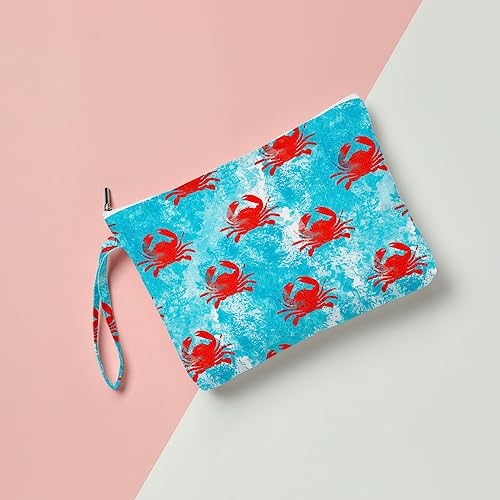 Fokongna Wet Bag, Travel Makeup Bag, Wet Dry Bag, Wet Bag for Swimsuit, Beach Pool Diapers Dirty Yoga Gym Clothes Zipper Pouch for Women Sister Friends Wet Bag Ocean Sea Shells Beach Starfish.349 - color: Crab