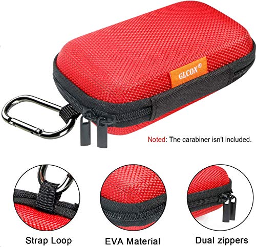 Red Rectangle Small EVA Case - Portable Protection Hard Shell Exterior Lightweight Universal Zipper Pouch Carrying Bag for Earbud, Headset, Charger, Airpods, iPod, USB Cable, MP3, Key, Change Purse - color: Red