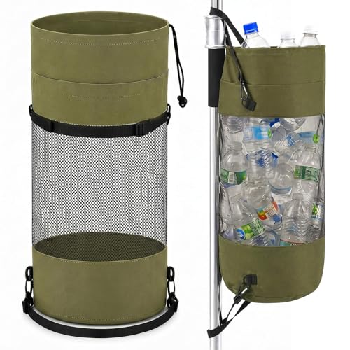 Gersoniel Portable Boat Trash Bags Boat Accessories Container Outdoor Medium Hoop Mesh Trash Bags Reusable Garbage Container Cabin Storage for Men Women Adults Kayak Camper Fishing - color: Olive Green, style: Classic Style