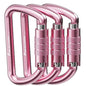 FresKaro 3inch 12kN-2698lbs Auto Locking Carabiner Clips, Solid D Shape, Heavy Duty 7075 Aluminum, Lightweight 1.09oz, Rust Proof, for Hammock, Hiking, Dog Leash, Keychain etc., Multi-Colors - color: Pink-3pcs