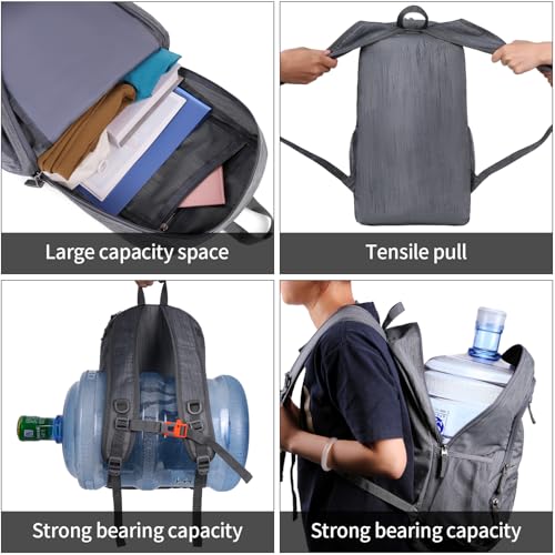 FENGDONG 35L Lightweight Foldable Waterproof Packable Travel Small Hiking Backpack Daypack for men women - color: A6-dark Gray