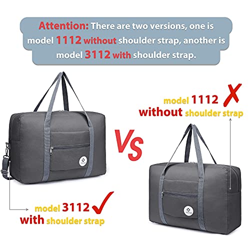 For Spirit Airlines Personal Item Bag Foldable Travel Duffel Bag Tote Carry on Luggage Duffle Overnight for Women and Men - color: 1112 Grey