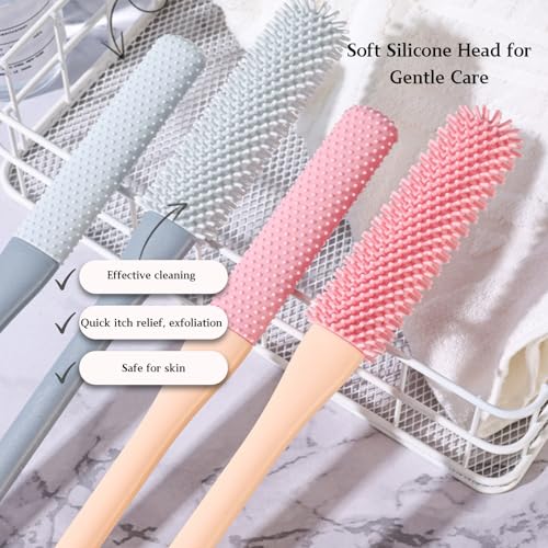 Toe Cleaning Brush with 15.7" Long Handle,Foot Scrubber in Shower,No Bending, Ideal for Seniors, Expecting Mothers, Men & Women | Foot Scrubber & Anti-Itch Exfoliating Brush (2 Pack) (Grey) - color: Grey