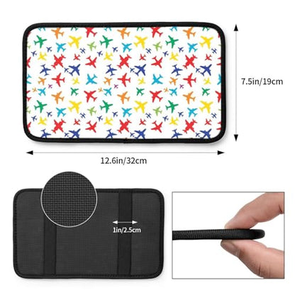 Center Console Cushion Pad Colorful Aircraft Airplane Pattern, Universal Car Armrest Cover, Breathable Seat Protector - color: Picture (880)