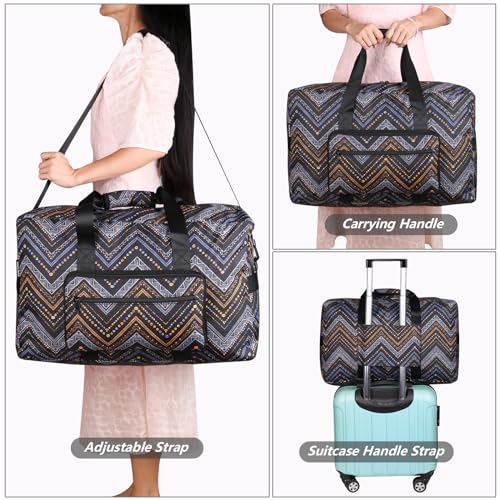 F.FETIVIN Weekender Bag Carry On Travel Duffle Medium Overnight Bag for Women (Wavy Stripes) - color: 11-Wavy Stripes