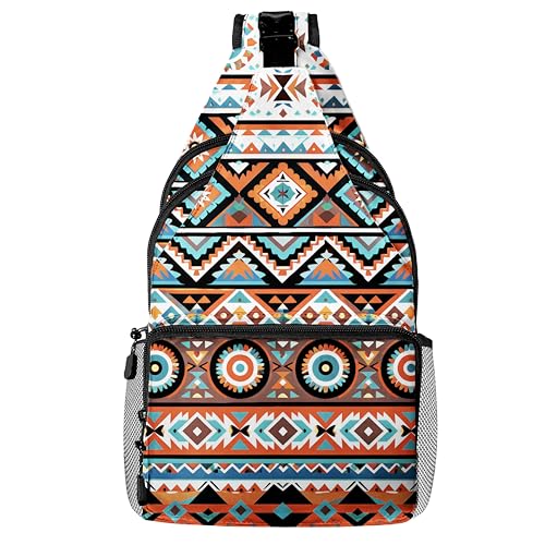 Colorful Tribal Pattern Crossbody Bags for Women Men Trendy Sling Bag Backpack Casual Chest Bag Shoulder Strap - color: Color 17