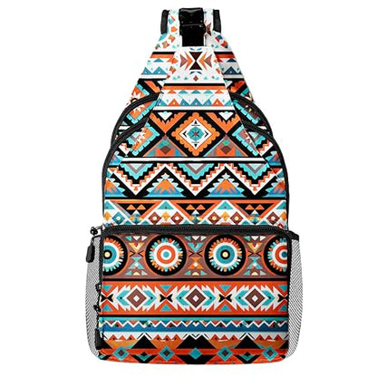 Colorful Tribal Pattern Crossbody Bags for Women Men Trendy Sling Bag Backpack Casual Chest Bag Shoulder Strap - color: Color 17