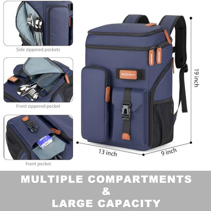 BAGPARKK Insulated Cooler Backpack,33/45 Cans Multifunctional Double Deck Leakproof Cooler Bag with Sternum Strap,Large Capacity Lightweight Travel Camping Beach Backpack - color: Blue, size: 45Can