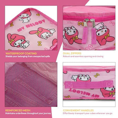 Sanrio's Hello Kitty Packing Cubes - 5 Piece Packing Cube Bags - Travel Essentials - Suitcase Luggage Organizer Set - Hello Kitty and Friends, My Melody, Kerromi, Kerropi, Badtz-Maru (My Melody) - color: Pink