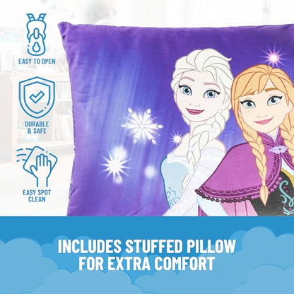 Jay Franco Kids Slumber Bag and Pillow - 54 x 27 Inch Comfy Indoor Sleeping Bag for School and Sleepovers, 2 Piece Set, Purple - Frozen - color: Purple - Frozen