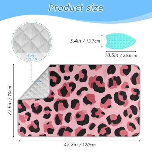 Light Leopard Print Pattern Ironing Mat for Table top Portable Ironing Pad Blanket for Washer Dryer Countertop Travel - color: Light Leopard Print Pattern