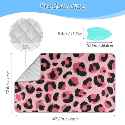 Light Leopard Print Pattern Ironing Mat for Table top Portable Ironing Pad Blanket for Washer Dryer Countertop Travel - color: Light Leopard Print Pattern