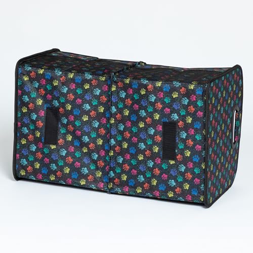 GreaterGood Paws Car Trunk Organizer Foldable Storage Bin with Handles Non Slip Base Pet Gear Travel Tote for SUV Truck (Confetti Paws) - color: Confetti Paws
