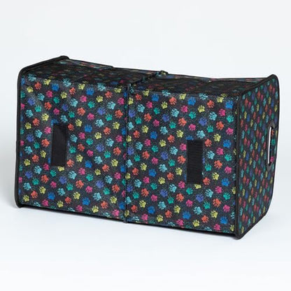 GreaterGood Paws Car Trunk Organizer Foldable Storage Bin with Handles Non Slip Base Pet Gear Travel Tote for SUV Truck (Confetti Paws) - color: Confetti Paws