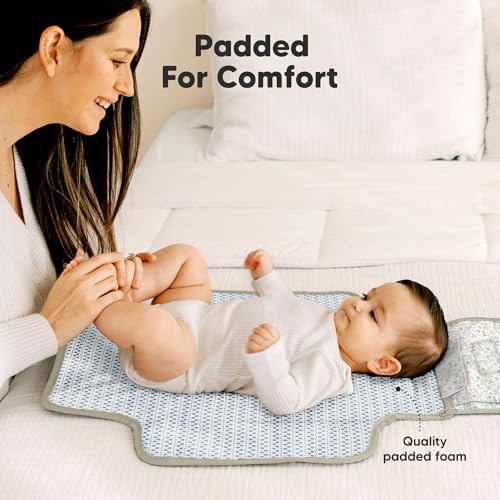 KeaBabies Portable Diaper Changing Pad, Travel, Car - Large Waterproof Baby Changing Mat, Wipeable, Padded, On The Go Travel Diaper Clutch Bag, Easy to Use Pockets for Newborn Essentials (Prairie) - color: Prairie