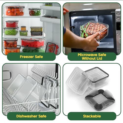 RockBerry 56 PCS Food Storage Containers with Lids Airtight- Plastic Container for Pantry Kitchen Organization-Microwave Dishwasher,Freezer Safe 100% Leak Proof (28 Stackable Boxes-28 Lids) - color: 56Pcs