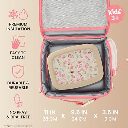 Bentgo Kids Prints Lunch Bag - Double-Insulated, Reusable, for Kids 3+, Adjustable Strap; Holds Lunch Box/Water Bottle/Snacks; Easy-Clean, Water-Resistant, Pockets (NEW Cowgirl Dreams) - color: Cowgirl Dreams