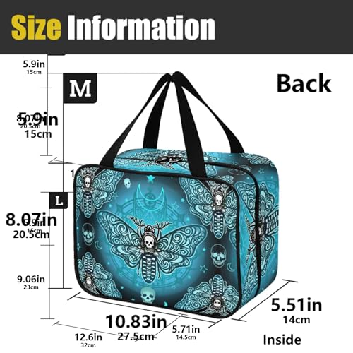 MNSRUU Hanging Toiletry Bags for Women Travel, Gothic Butterfly Skull Blue Toiletry Organizer Portable Travel Toiletry Bags Clear Wash Bags Makeup Bag Cosmetic Bag - color: Skulls 088