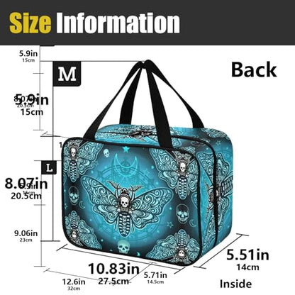 MNSRUU Hanging Toiletry Bags for Women Travel, Gothic Butterfly Skull Blue Toiletry Organizer Portable Travel Toiletry Bags Clear Wash Bags Makeup Bag Cosmetic Bag - color: Skulls 088