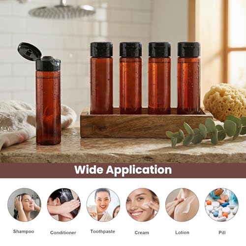 Cosywell 5 Pack Travel Bottles for Toiletries 3.4oz Shampoo Bottles TSA Approved Travel Size Containers Leak Proof Wide Mouth Squeeze Bottle for Lotion(Brown) - style: C-3.4oz-Amber