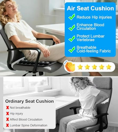 Sondur Travel Cushion, Inflatable Airplane Seat Cushion for Long Flights, 3D Air Cell Seat Cushions with Foot-operated Inflatable Accessories for Office Chair, Wheelchair, Cars, Home Living - color: Black