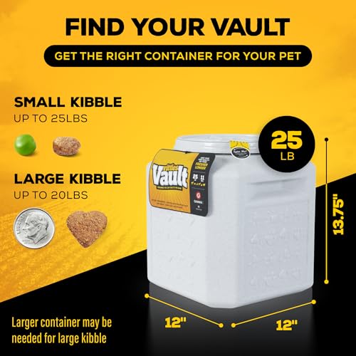 Vittles Vault Pawprint Pet Food Storage Container For Dog Food, Kibbles/Bird Seed/Oatmeal/Rice/Flour/Cereal, BPA Free, Plastic, Sealed Airtight For Cat Food, Up To 25 lb, Made in USA, With Scoop, Gray - size: 25 Pounds