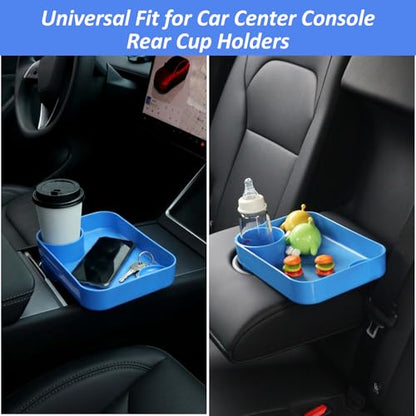 Car Seat Snack Tray for Kids, Mess-Free Square Travel Tray Cup Holder Snack Tray, Durable Car Food Tray for Toddlers, Universal Fit Kids Travel Road Trip Essentials (1, Blue) - color: blue